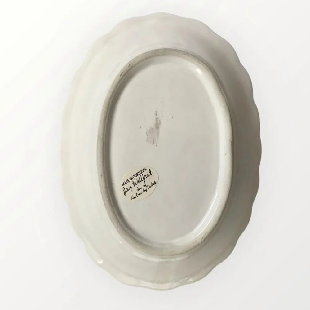 Elegant White Ceramic Trinket Plate Dish with Purple Grapes by Jay Willfred